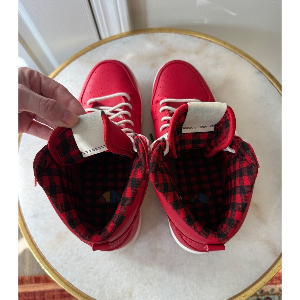 Nike Dunk High Ultra Rain Jacket Red Plaid Flannel Lined Sneakers Men's Sz 7 - Picture 10 of 10